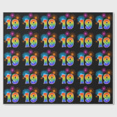 Fun Fireworks + Rainbow Pattern "19" Event Number Cadeaupapier (Vlak)