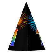 Fun Fireworks + Rainbow Pattern "1" Birthday # Feesthoedjes (Achterkant)