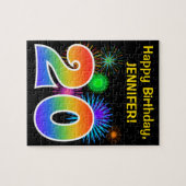 Fun Fireworks + Rainbow Pattern "20" Birthday # Legpuzzel (Horizontaal)