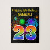 Fun Fireworks + Rainbow Pattern "23" Birthday # Legpuzzel (Verticaal)