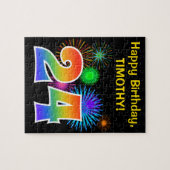 Fun Fireworks + Rainbow Pattern "24" Birthday # Legpuzzel (Horizontaal)