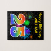 Fun Fireworks + Rainbow Pattern "25" Birthday # Legpuzzel (Horizontaal)