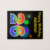 Fun Fireworks + Rainbow Pattern "26" Birthday # Legpuzzel (Horizontaal)