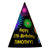 Fun Fireworks + Rainbow Pattern "27" Birthday # Feesthoedjes (Voorkant)