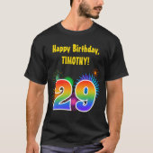 Fun Fireworks + Rainbow Pattern "29" Birthday # T-shirt (Voorkant)