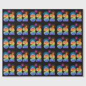 Fun Fireworks + Rainbow Pattern "32" Event Number Cadeaupapier (Vlak)
