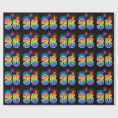 Fun Fireworks + Rainbow Pattern "36" Event Number Cadeaupapier (Vlak)