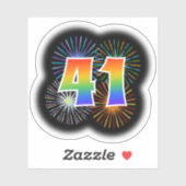 Fun Fireworks + Rainbow Pattern "41" Event # Sticker (Vel)