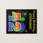 Fun Fireworks + Rainbow Pattern "42" Birthday # Legpuzzel (Horizontaal)