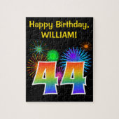 Fun Fireworks + Rainbow Pattern "44" Birthday # Legpuzzel (Verticaal)
