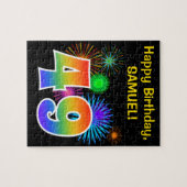 Fun Fireworks + Rainbow Pattern "49" Birthday # Legpuzzel (Horizontaal)
