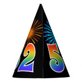 Fun Fireworks + Rainbow Pattern "52" Birthday # Feesthoedjes (Achterkant)