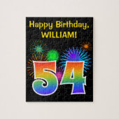 Fun Fireworks + Rainbow Pattern "54" Birthday # Legpuzzel (Verticaal)