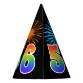 Fun Fireworks + Rainbow Pattern "56" Birthday # Feesthoedjes (Achterkant)