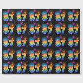 Fun Fireworks + Rainbow Pattern "57" Event Number Cadeaupapier (Vlak)