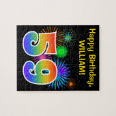 Fun Fireworks + Rainbow Pattern "59" Birthday # Legpuzzel (Horizontaal)