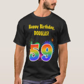 Fun Fireworks + Rainbow Pattern "59" Birthday # T-shirt (Voorkant)