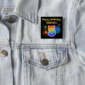 Fun Fireworks + Rainbow Pattern "5" Birthday # Vierkante Button 5,1 Cm (In situ)