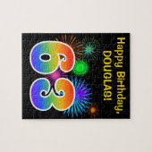 Fun Fireworks + Rainbow Pattern "63" Birthday # Legpuzzel (Horizontaal)