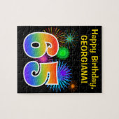 Fun Fireworks + Rainbow Pattern "65" Birthday # Legpuzzel (Horizontaal)