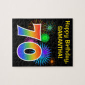Fun Fireworks + Rainbow Pattern "70" Birthday # Legpuzzel (Horizontaal)