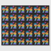 Fun Fireworks + Rainbow Pattern "72" Event Number Cadeaupapier (Vlak)