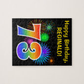 Fun Fireworks + Rainbow Pattern "73" Birthday # Legpuzzel (Horizontaal)