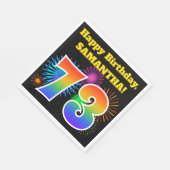 Fun Fireworks + Rainbow Pattern "73" Birthday # Servet (Hoek)