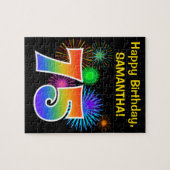 Fun Fireworks + Rainbow Pattern "75" Birthday # Legpuzzel (Horizontaal)
