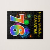 Fun Fireworks + Rainbow Pattern "76" Birthday # Legpuzzel (Horizontaal)