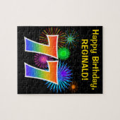 Fun Fireworks + Rainbow Pattern "77" Birthday # Legpuzzel (Horizontaal)