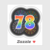 Fun Fireworks + Rainbow Pattern "78" Event # Sticker (Vel)