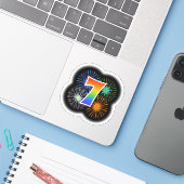 Fun Fireworks + Rainbow Pattern "7" Event # Sticker (Laptop met iPhone)