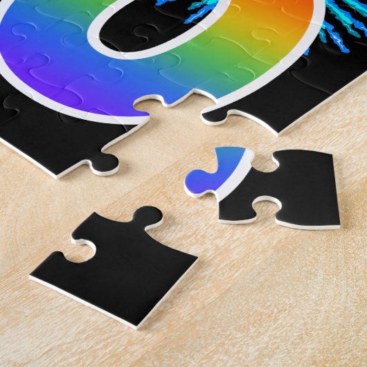 Fun Fireworks + Rainbow Pattern "80" Birthday # Legpuzzel (Zijkant)