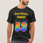 Fun Fireworks + Rainbow Pattern "83" Birthday # T-shirt (Voorkant)