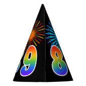 Fun Fireworks + Rainbow Pattern "89" Birthday # Feesthoedjes (Achterkant)