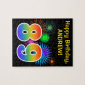 Fun Fireworks + Rainbow Pattern "89" Birthday # Legpuzzel (Horizontaal)