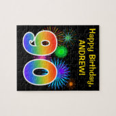 Fun Fireworks + Rainbow Pattern "90" Birthday # Legpuzzel (Horizontaal)