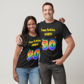 Fun Fireworks + Rainbow Pattern "90" Birthday # T-shirt (Unisex)