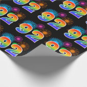 Fun Fireworks + Rainbow Pattern "92" Event Number Cadeaupapier (Hoek)