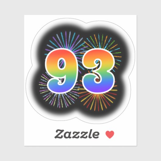 Fun Fireworks + Rainbow Pattern "93" Event # Sticker (Vel)