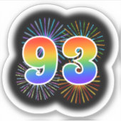 Fun Fireworks + Rainbow Pattern "93" Event # Sticker (Voorkant)