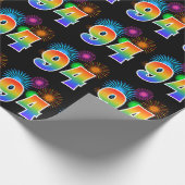 Fun Fireworks + Rainbow Pattern "94" Event Number Cadeaupapier (Hoek)