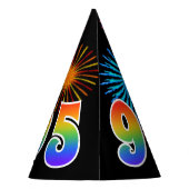 Fun Fireworks + Rainbow Pattern "95" Birthday # Feesthoedjes (Achterkant)