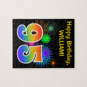 Fun Fireworks + Rainbow Pattern "95" Birthday # Legpuzzel (Horizontaal)
