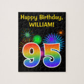 Fun Fireworks + Rainbow Pattern "95" Birthday # Legpuzzel (Verticaal)