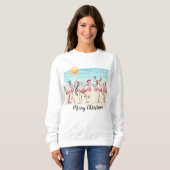 Fun Flamant rose Tropical Sweatshirt de Noël (Devant entier)