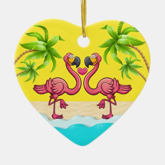 Fun Flamingo Love Keramisch Ornament (Voorkant)