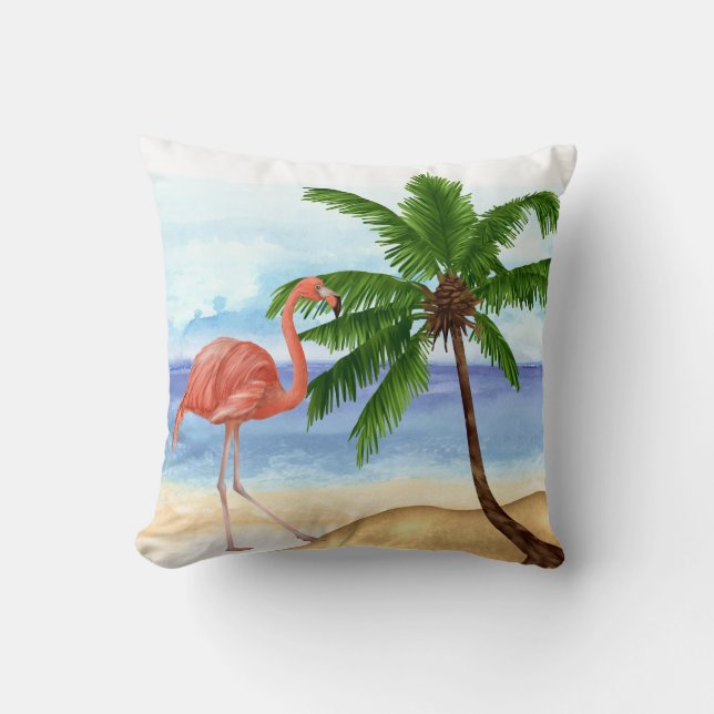 Fun Flamingo Tropical Pillow Kussen (Voorkant)