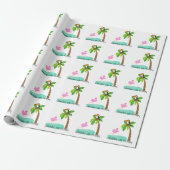 Fun Flamingo with Toucan Birthday Cadeaupapier (Uitgerold)